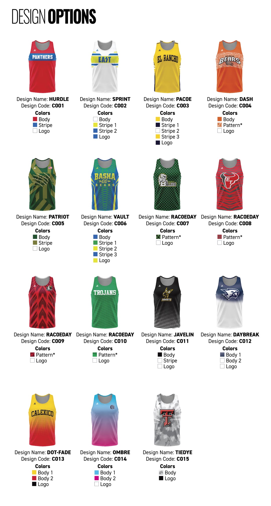 Track And Field Singlet Designs