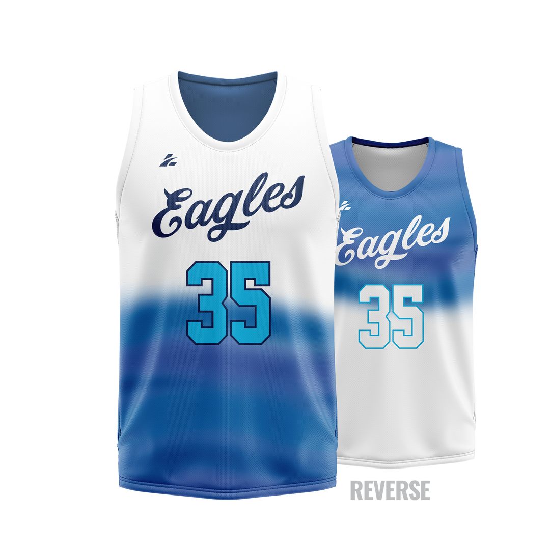 Blue and white reversible basketball discount jersey